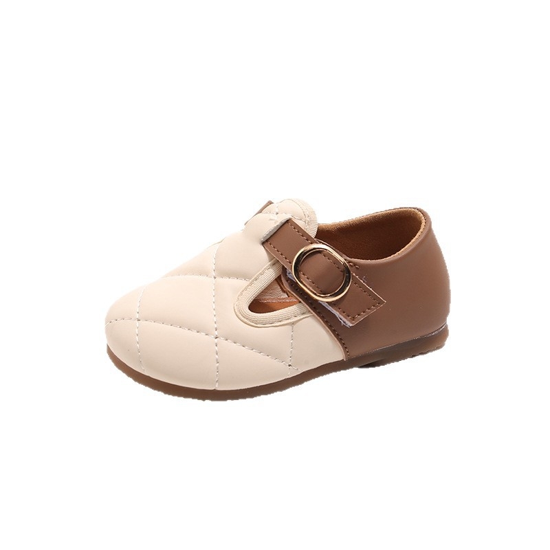 Dječje kožne cipele za djevojčice sa Velcro zatvaračem, Birkenstock stil, mekana potplata, karirani dizajn, uzrast 4–12 godina