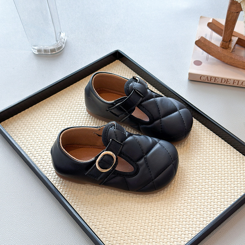 Dječje kožne cipele za djevojčice sa Velcro zatvaračem, Birkenstock stil, mekana potplata, karirani dizajn, uzrast 4–12 godina