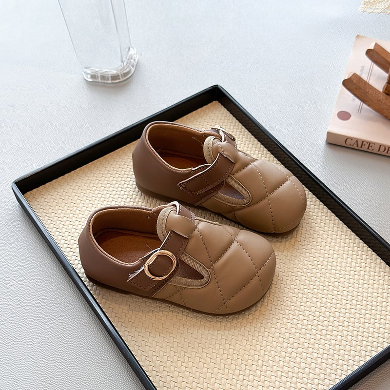 Dječje kožne cipele za djevojčice sa Velcro zatvaračem, Birkenstock stil, mekana potplata, karirani dizajn, uzrast 4–12 godina