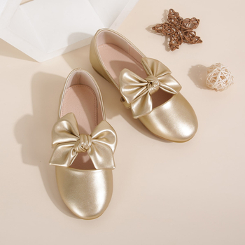 Lányoknak készült bőrcipő, hercegnő-stílus, masni, puha talp, PU felsőrész