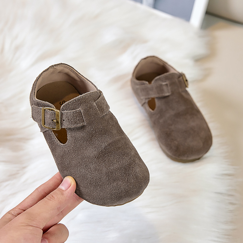 Gyerekeknek nubuk bőr cipő Velcro-zár, gumírozott talp, pamut bélés, koreai stílus