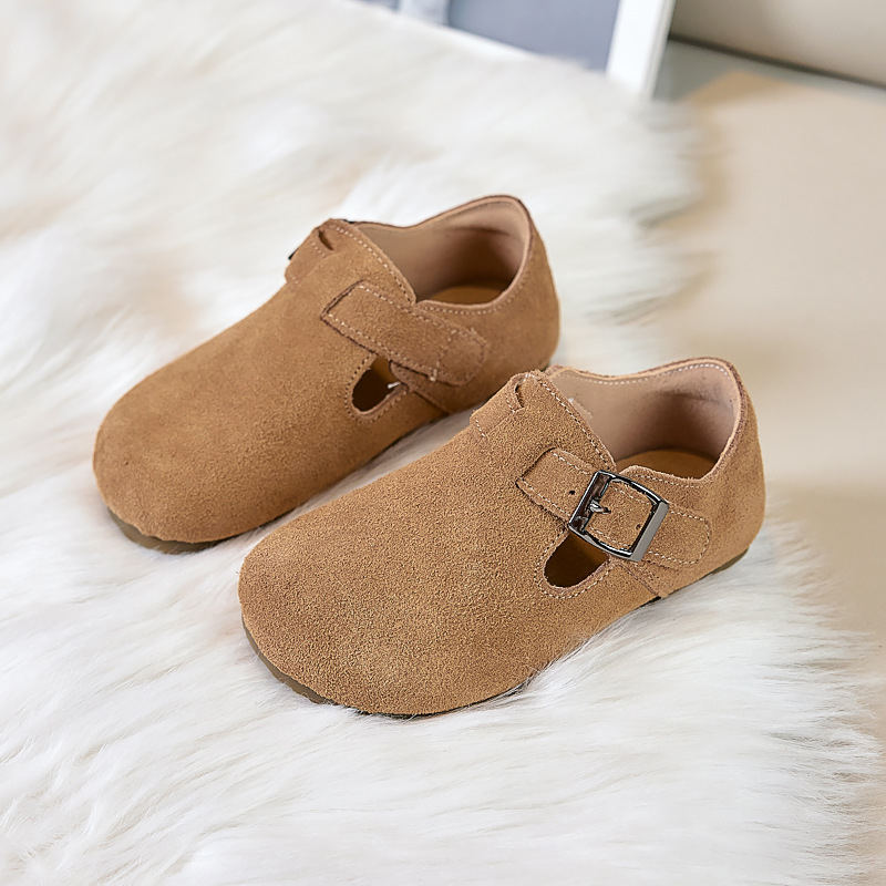 Gyerekeknek nubuk bőr cipő Velcro-zár, gumírozott talp, pamut bélés, koreai stílus