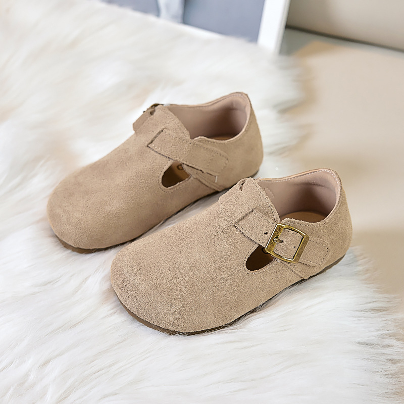 Gyerekeknek nubuk bőr cipő Velcro-zár, gumírozott talp, pamut bélés, koreai stílus