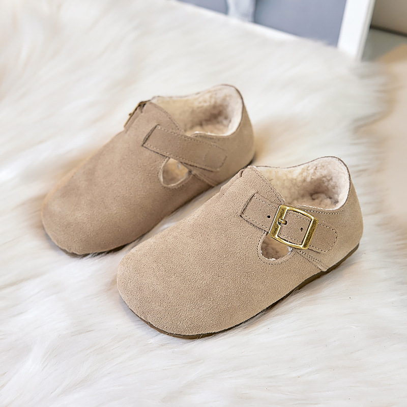 Gyerekeknek nubuk bőr cipő Velcro-zár, gumírozott talp, pamut bélés, koreai stílus