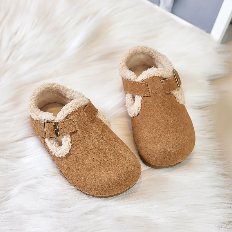 Gyerekeknek nubuk bőr cipő Velcro-zár, gumírozott talp, pamut bélés, koreai stílus