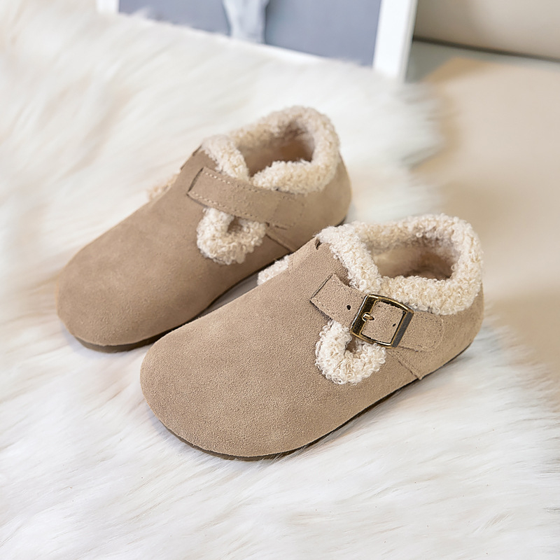 Gyerekeknek nubuk bőr cipő Velcro-zár, gumírozott talp, pamut bélés, koreai stílus