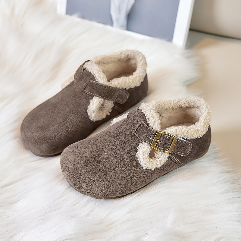 Gyerekeknek nubuk bőr cipő Velcro-zár, gumírozott talp, pamut bélés, koreai stílus