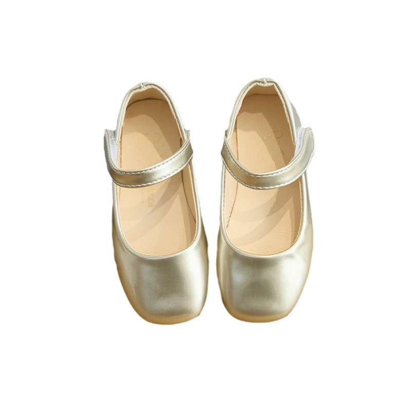 Lányoknak készült PU-bőr ünnepi cipő, puha talppal, Velcro-zár, alacsony boka, hercegnő-stílus, tavasz–őszre