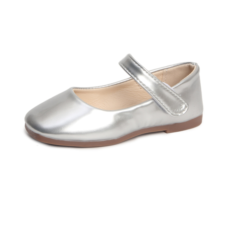 Lányoknak készült PU-bőr ünnepi cipő, puha talppal, Velcro-zár, alacsony boka, hercegnő-stílus, tavasz–őszre