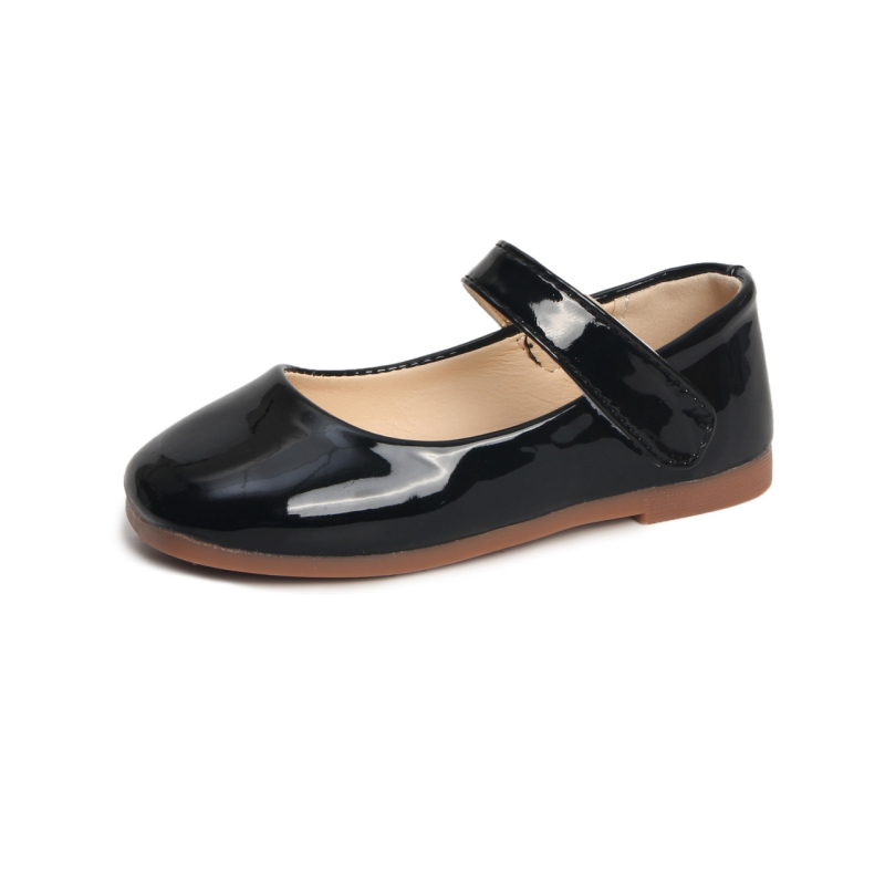 Lányoknak készült PU-bőr ünnepi cipő, puha talppal, Velcro-zár, alacsony boka, hercegnő-stílus, tavasz–őszre