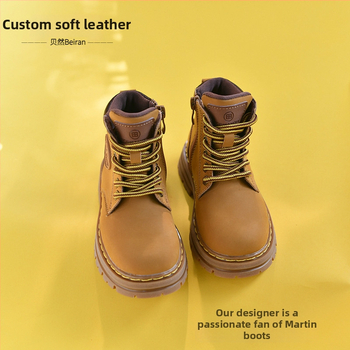 Ghete Martin pentru copii cu partea superioară din piele dublă, fermoar lateral, talpă din cauciuc, înălțime până la mijlocul gambei