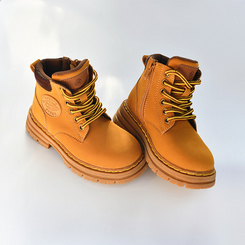 Ghete Martin pentru copii cu partea superioară din piele dublă, fermoar lateral, talpă din cauciuc, înălțime până la mijlocul gambei