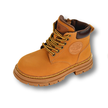 Ghete Martin pentru copii cu partea superioară din piele dublă, fermoar lateral, talpă din cauciuc, înălțime până la mijlocul gambei