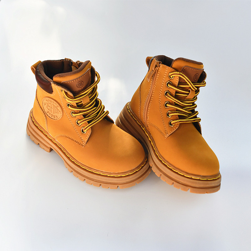 Ghete Martin pentru copii cu partea superioară din piele dublă, fermoar lateral, talpă din cauciuc, înălțime până la mijlocul gambei