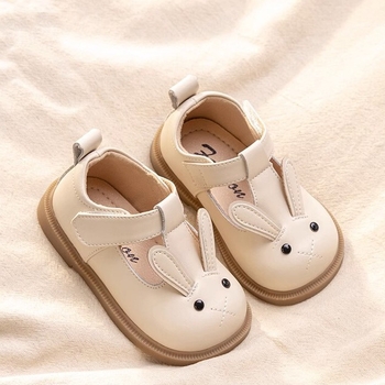 Cipele za bebe djevojčice s gornjim dijelom od mikrovlakna, gumeni potplat, Velcro zatvarač, karikatura uzorak, uložak od umjetne kože