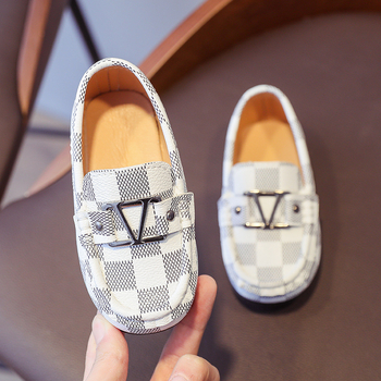 Loafers za djecu, plaid model, PU gornji dio, kožna podstava, TPR potplat, prozračni