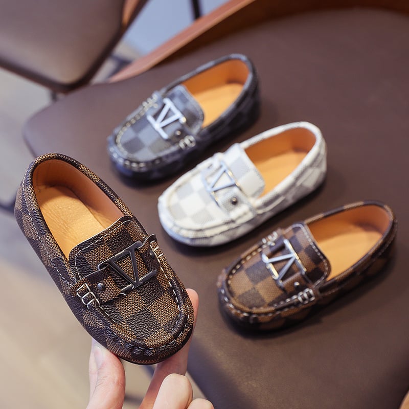 Loafers za djecu, plaid model, PU gornji dio, kožna podstava, TPR potplat, prozračni