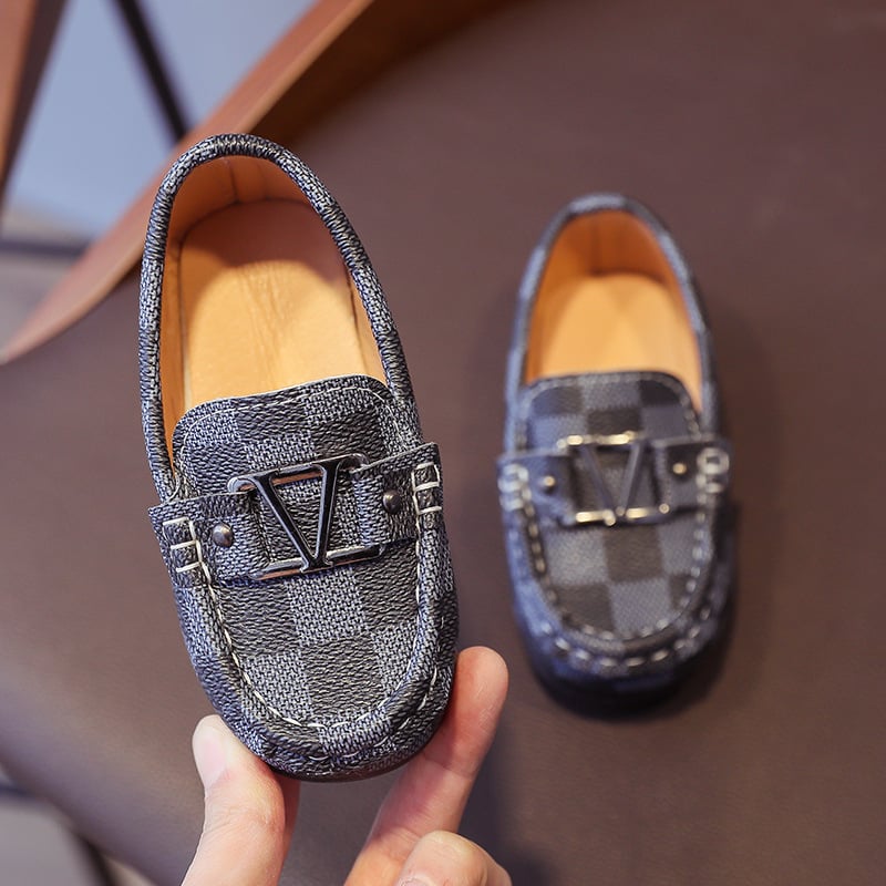 Loafers za djecu, plaid model, PU gornji dio, kožna podstava, TPR potplat, prozračni