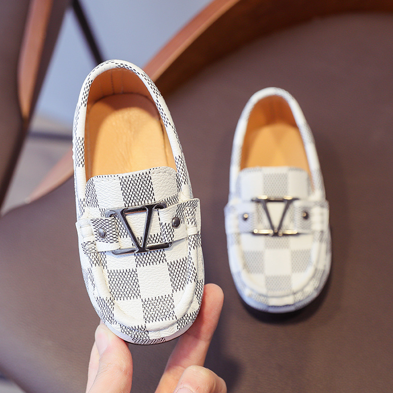 Loafers za djecu, plaid model, PU gornji dio, kožna podstava, TPR potplat, prozračni