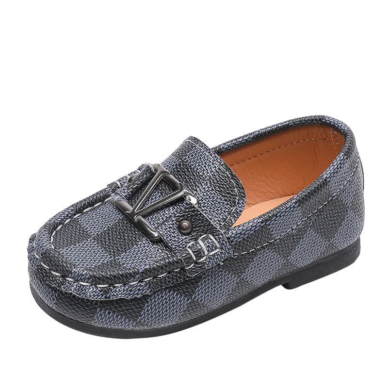 Loafers za djecu, plaid model, PU gornji dio, kožna podstava, TPR potplat, prozračni