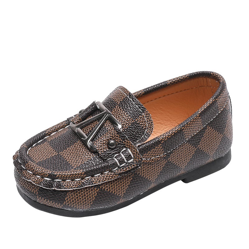Loafers za djecu, plaid model, PU gornji dio, kožna podstava, TPR potplat, prozračni