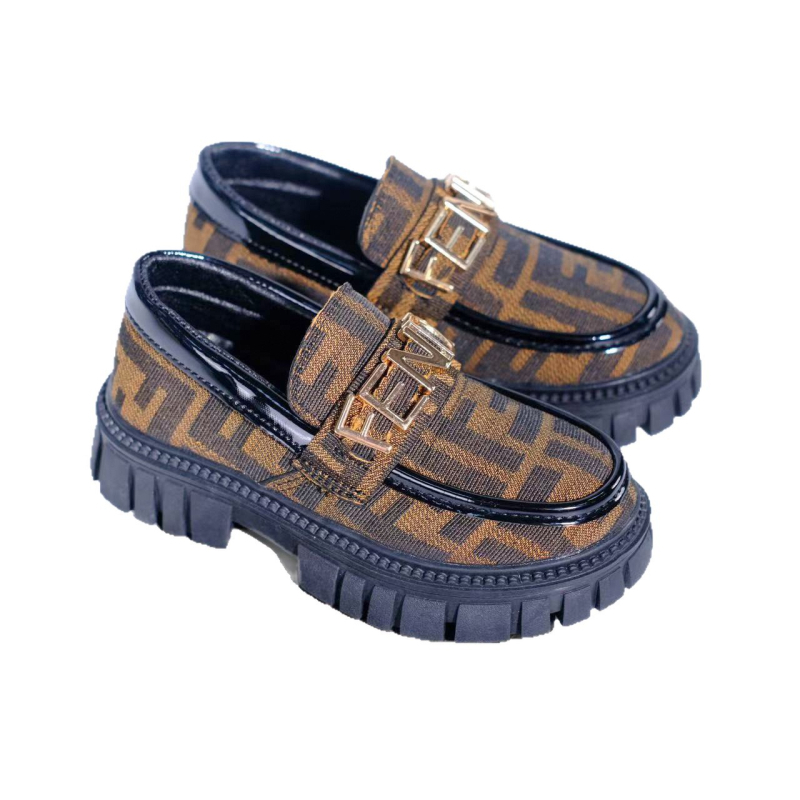 Dječji loaferi s klasičnim logom i monogramom, metalna kopča, protuklizna debela potplata