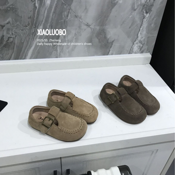 Dječje cipele od prave kože Birkenstock, proljeće–jesenski model; djevojčice korejskog stila loafers; dječaci britski retro kožne cipele s mekanom potplatom