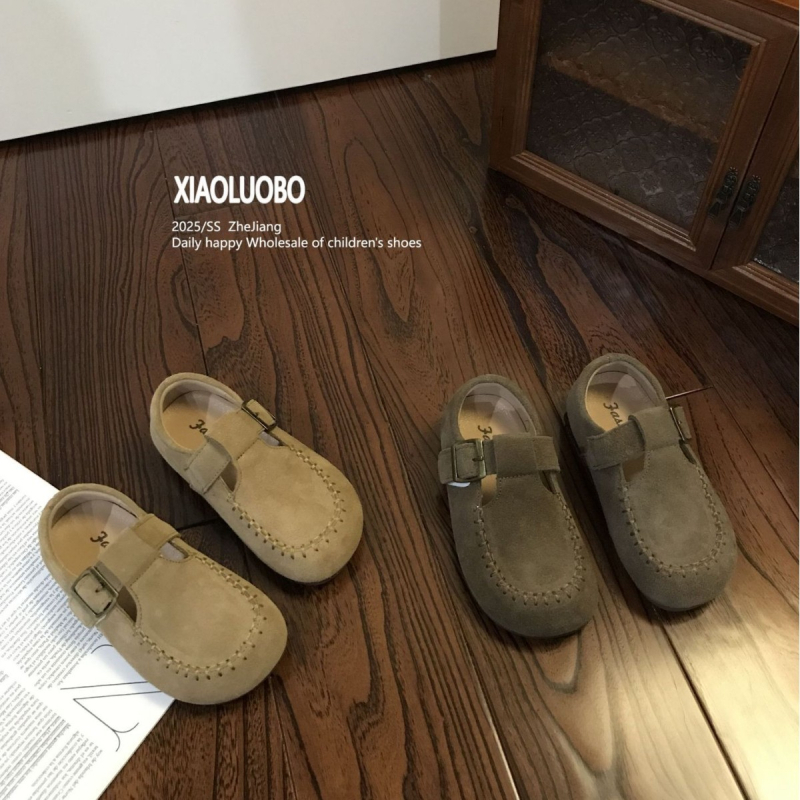 Dječje cipele od prave kože Birkenstock, proljeće–jesenski model; djevojčice korejskog stila loafers; dječaci britski retro kožne cipele s mekanom potplatom