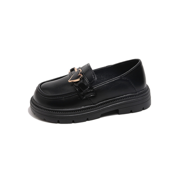 Crne dječje loaferice s motivom srca, princeza stil, britanski stil