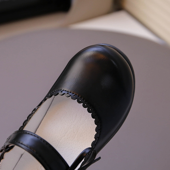 Mergaitėms mokykliniai PU odos bateliai su Velcro užsegimu, PU įdėklas, TPR padas, amžiaus grupė 4–14 metų