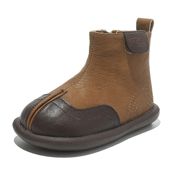 Ghete Martin pentru copii | Exterior din piele Ultrafilm, căptușeală fleece, fermoar lateral, talpă PVC, antiderapant (Toate Sezoanele)