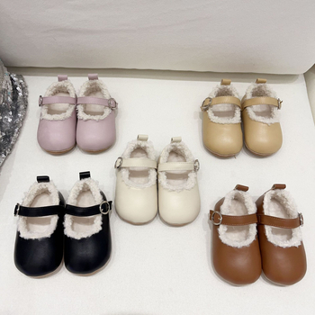 Cipele za bebe i malu djecu s mekanom potplatom, Velcro zatvaračem, fleece unutarnjom toplinom, PU gornjim dijelom, potplatom od tetive goveda