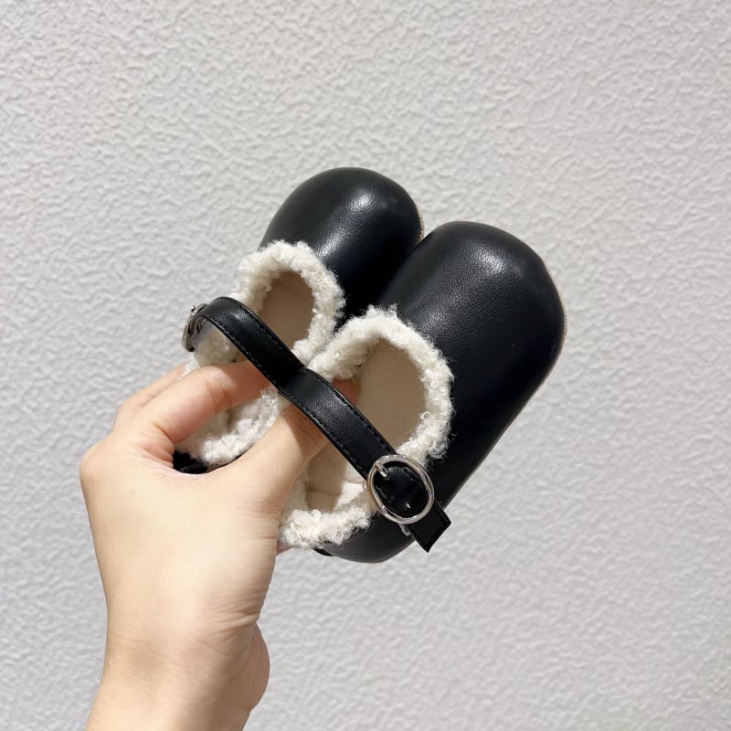 Cipele za bebe i malu djecu s mekanom potplatom, Velcro zatvaračem, fleece unutarnjom toplinom, PU gornjim dijelom, potplatom od tetive goveda