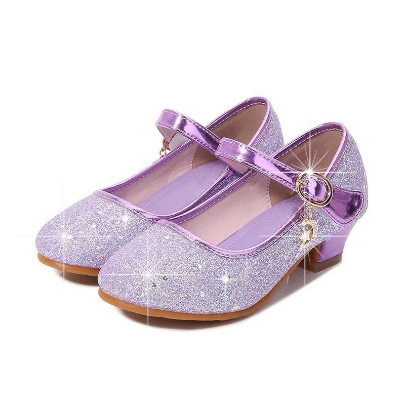 Cipele za djevojčice od umjetne kože sa kristalima, korejski stil princeze, Velcro zatvarač, PU uložak, kožna podstava, protuklizna potplat