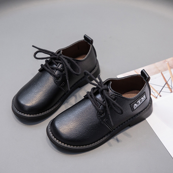 Crne kožne tenisice za dječake, prozračne, casual stil, perforirani dizajn, vezice, mekana potplata