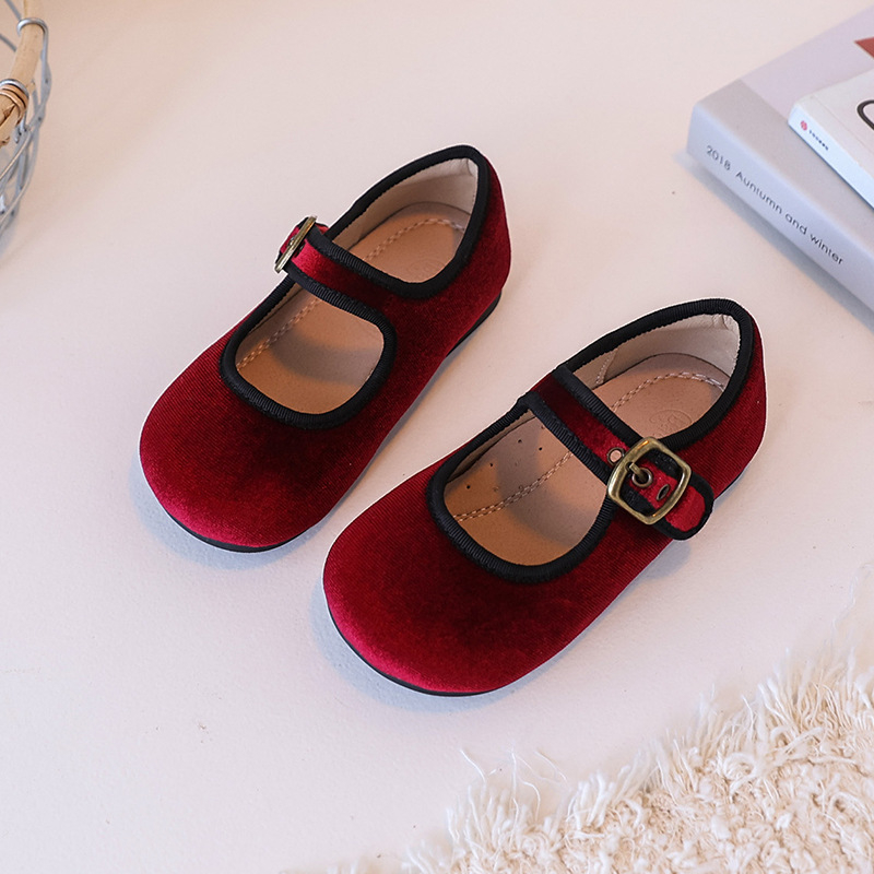 Dječje baršunaste cipele, unisex, Velcro zatvarač, niski profil, protuklizna gumena potplata, jednobojne, retro stil, za djecu od 1 do 12 godina.
