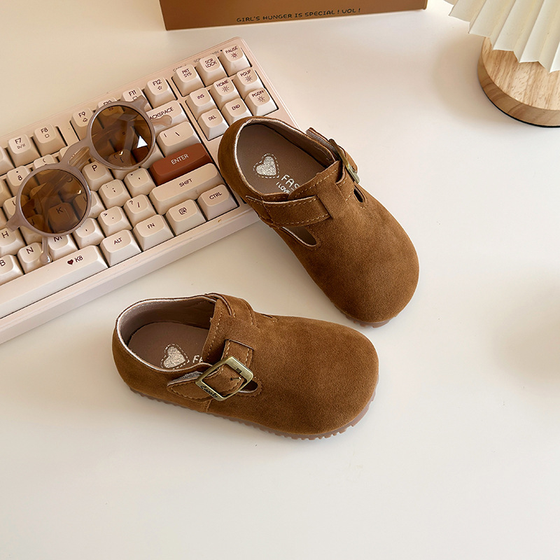 2025 Dječje cipele u Birkenstock stilu, mekana potplata, niski gornji dio, korejski stil, izgled kože
