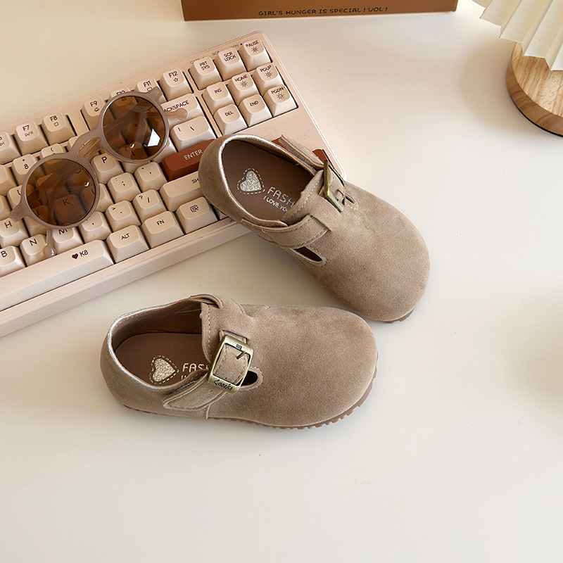2025 Dječje cipele u Birkenstock stilu, mekana potplata, niski gornji dio, korejski stil, izgled kože