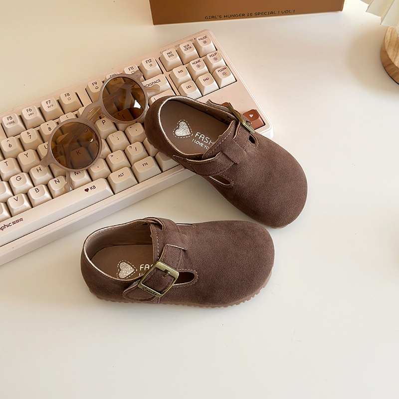2025 Dječje cipele u Birkenstock stilu, mekana potplata, niski gornji dio, korejski stil, izgled kože