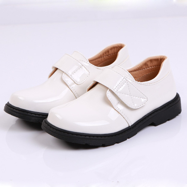 Pantofi din piele pentru copii, pentru reprezentații școlare, închidere Velcro, partea superioară PU, talpă din cauciuc, toate anotimpurile