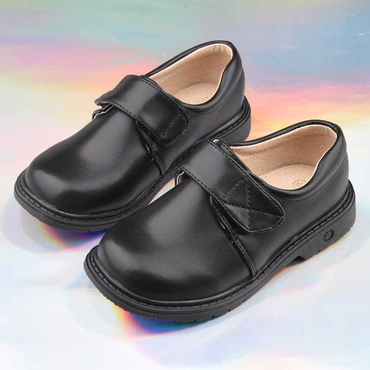 Pantofi din piele pentru copii, pentru reprezentații școlare, închidere Velcro, partea superioară PU, talpă din cauciuc, toate anotimpurile