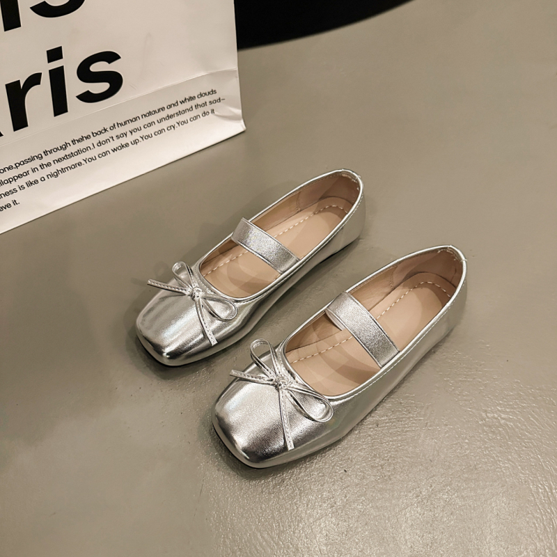 Mergaitėms plokščių batų bateliai, princesės stilius, PU viršus, PU vidus, PU įdėklas, gumos padas