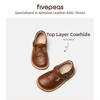 Five Beans Pantofi fete - Partea superioară din piele de vițel de calitate superioară, talpă din cauciuc, închidere Velcro, respirabile, anti-derapare