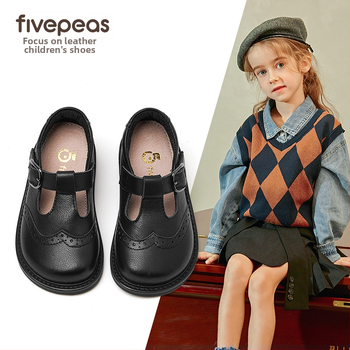 Five Beans Pantofi fete - Partea superioară din piele de vițel de calitate superioară, talpă din cauciuc, închidere Velcro, respirabile, anti-derapare