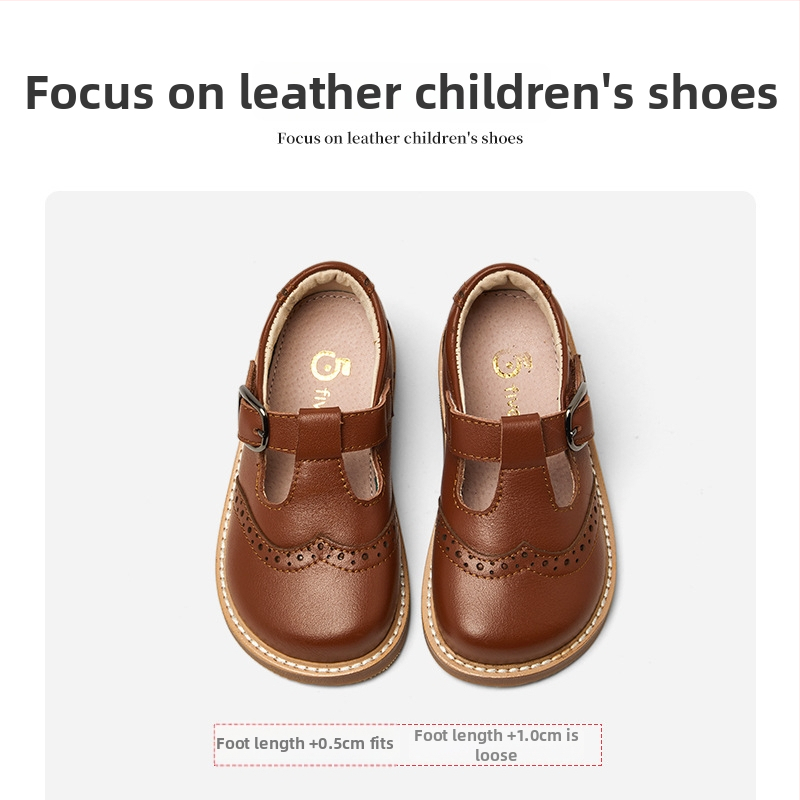 Five Beans Pantofi fete - Partea superioară din piele de vițel de calitate superioară, talpă din cauciuc, închidere Velcro, respirabile, anti-derapare