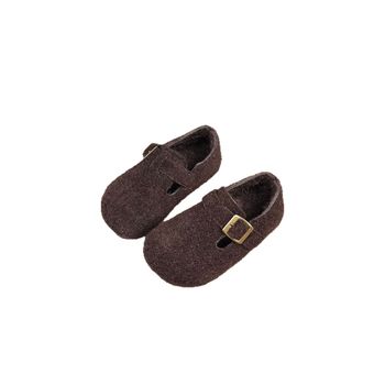 Gyermekeknek szóló plüss Birkenstock-stílusú téli cipő Velcro-zárással, gumitalppal, pamut béléssel és műszőrös talpbetéttel