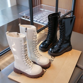 Lányoknak szóló térdmagasságú bőr Martin csizma, vízálló, 1–12 éveseknek, tavasz–ősz