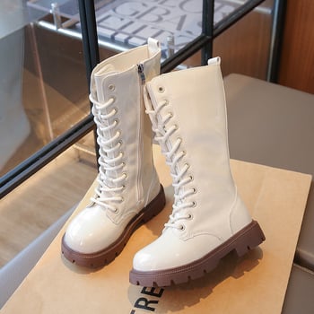 Lányoknak szóló térdmagasságú bőr Martin csizma, vízálló, 1–12 éveseknek, tavasz–ősz