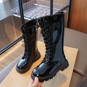 Lányoknak szóló térdmagasságú bőr Martin csizma, vízálló, 1–12 éveseknek, tavasz–ősz