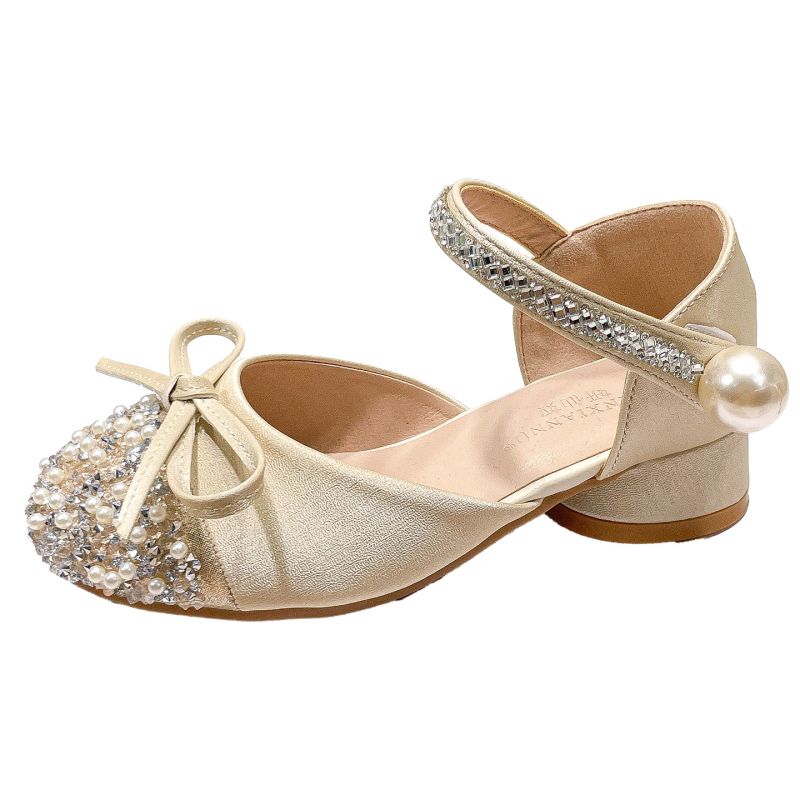 Hercegnő-stílusú lánycipő alacsony sarkú, Velcro-záródás, mikroszálas felsőrész, gumitalp, belső talp műbőr